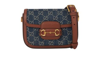 GG Horsebit 1955, &pound;1,400, Handbags, Blue/Brown, Denim/Leather, Front view